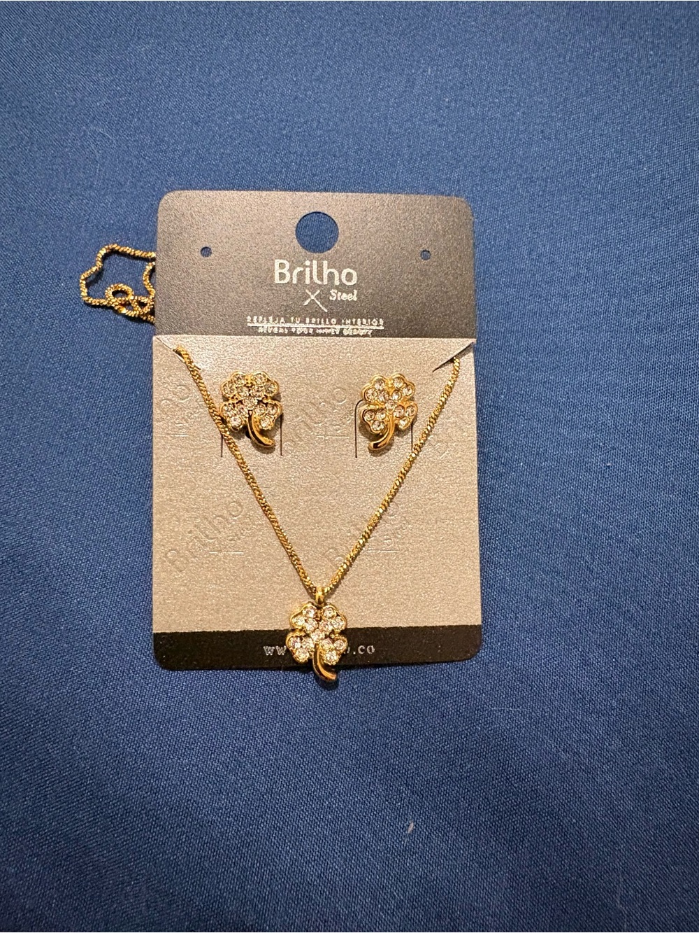 Gold Crystal Flower Necklace & Earring Set